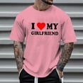 thumbnail image 2 of Mens Valentines T-Shirts I Love My Girlfriend Funny Cute Love Heart Printed Pullover Tees Short Sleeved Round Neck Casual Workout Tees, 2 of 4