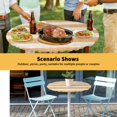 thumbnail image 6 of Elastic Fitted Round Tablecloth, Burnt Orange Striped Waterproof Stretch Table Cover for 55"-60" Tables, Farmhouse Vintage Stripes Washable Outdoor Tablecloths for Patio, Picnic, Camping, 6 of 9