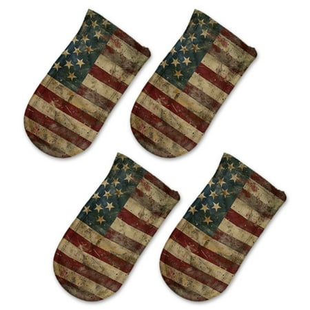 

BaHomeck Pot Handle Holder Covers 4Pcs Vintage American Flag With Grunge Textures Non Slip Heat-Resisting Pan Handle Covers For Home Kitchen Baking Cooking BBQ Cookwares 6×3In