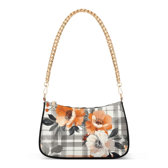 FORMRS Womens Shoulder Bag with Chain Strap Clutch Purse Cute Tote Handbag, Plaid Floral