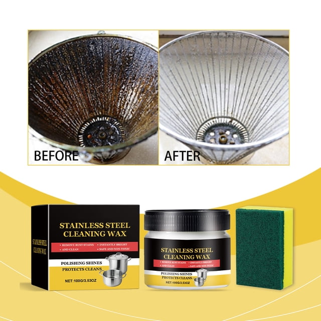 Pasta limpiadora y pulidora de acero inoxidable | Eliminador de óxido y oxidación para cocina y baño | Barrera protectora para ollas, sartenes y superficies metálicas