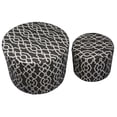 thumbnail image 1 of ORE International 17.5" Tall Geometric Print Polyurethane Ottoman in Brown, 1 of 3