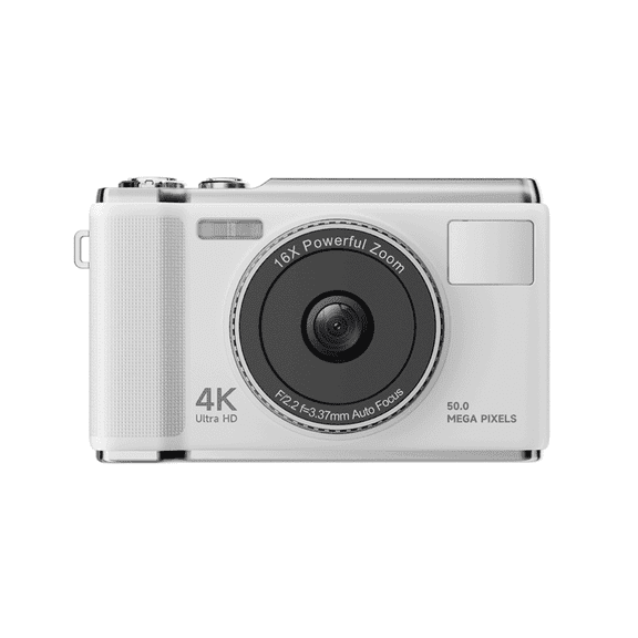 Digital Camera for Photography with 16x Zoom Anti Shake，4K HD Auto Focus Compact Vlogging Camera for Boys Girls Kids,FHD 1080P Screen,Small Camera with 2.8 Inch Screen 32GB SD Card White
