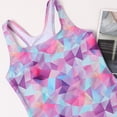 thumbnail image 4 of Tisuna Girls Summer Monokini Swimsuit Colorful Print Sleeveless Crew Neck Bathing Suit Breathable Fashion Youth Girls Beach Pool One Pieces Swimwear Purple Size 9-10 Years, 4 of 9