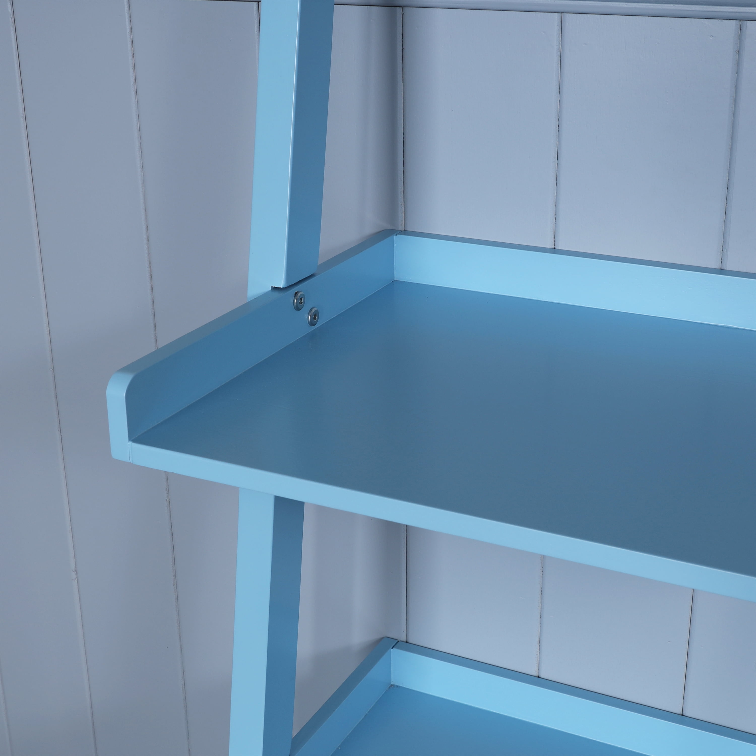 5-Tier Ladder Shelf – Leaning Book Case – Bookshelf for Bedroom, Living Room, or Kitchen Shelving Sky Blue