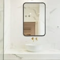 thumbnail image 2 of Rectangle Mirror Wall Mounted, Large Size Bathroom Vanity Wall Mirror with Rounded Corner Metal Frame 22" x 30" - Black, 2 of 5