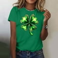 thumbnail image 2 of Zwiiyzr Womens St Patricks Day Clover Print Pullover Short Sleeve Casual T-Shirt Shamrock Green Theme Soft Comfortable Festival Party Wear Top Green, 2 of 6