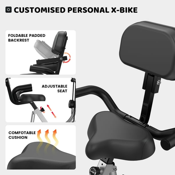 Pooboo Folding Exercise Bike Magnetic Stationary Cycling Bicycle Upright Exercise Bicycle Easy to up and off S Shaped Workout Bike with Arm Resistance