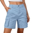 thumbnail image 2 of Utoimkio Women's Mid Length Cargo Shorts Classic Button Zip Fly Multi Flap Side Pockets Straight Casual Utility Bottoms, 2 of 9