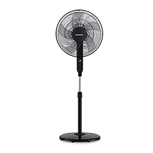 pelonis pfs40d6abb Moteur dc ultra Silencieux 16 Pouces Ventilateur sur Pied pour Dormir et Bébé, Haute Efficacité Énergétique, Minuterie 12 Heures, Télécommande, et Hauteurs Réglables, Noir