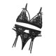 thumbnail image 3 of Conjunto de ropa interior de encaje floral de 3 piezas para mujer, sujetador sexy, bragas, liguero, negro, M Kearding XX000052-11, 3 of 7