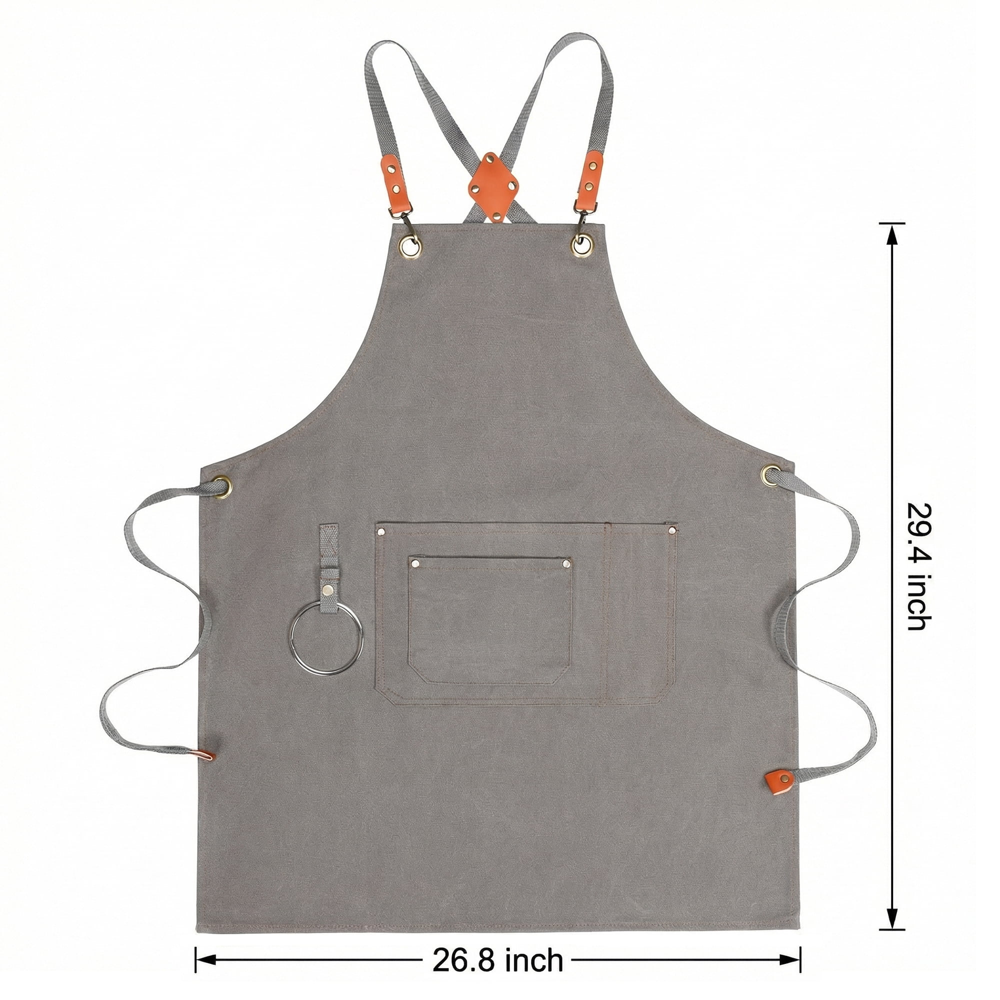 Unique Bargains Adjustable Long Waist Cooking Apron with Pockets 29.4x26.8in Gray