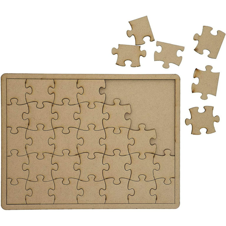 3 Pack Blank Jigsaw Puzzles Wooden Canvas to Draw On Bulk – Make Your Own  10 x 7 Inch for DIY Arts and Crafts, 35 Pieces Each 