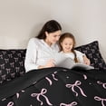 thumbnail image 4 of Manfei Pink Bow Black Star Full Size Comforter Sets for Girls, Dreamy Princess Style Bedding Sets, Black Reversible, 3 Pieces, 4 of 6