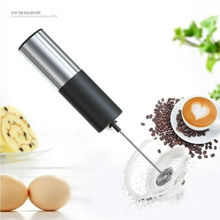 

Milk Frother Handheld Electric Coffe Frother Drink Mixer with Stainless Steel Frother Stand Mini Foam Maker Electric Whisk for Milk Coffe Matcha Latte Battery Operated Black Silver