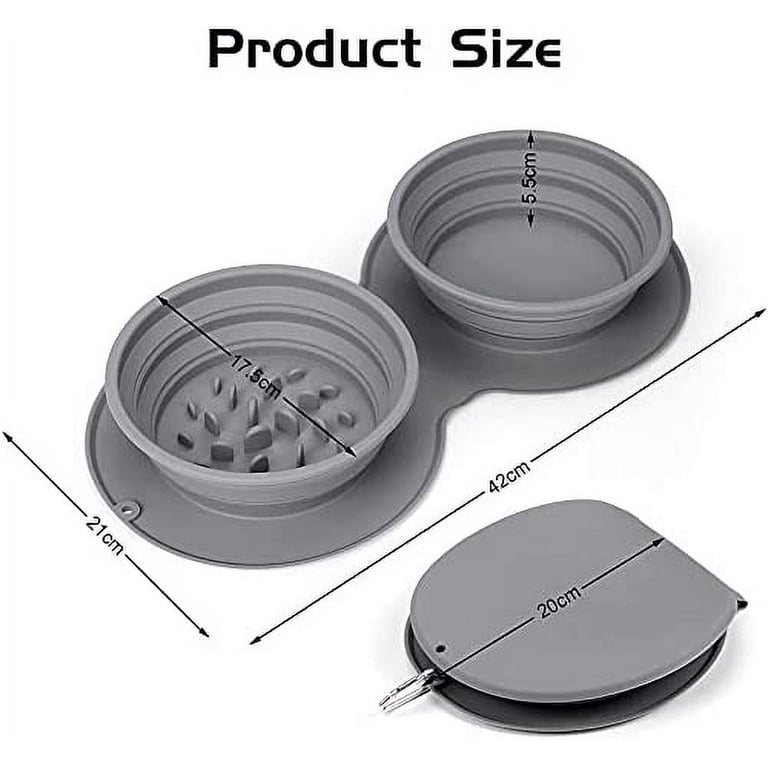 Foldable dog bowl travel dog and cat bowl silicone dog bowl with mountaineering buckle anti greedy dog bowl suitable for outdoor travel of cats and dogs 1 gray Walmart