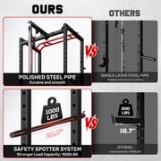 Forgemus Squat Rack for Home Gym,2000lbs Power Rack Squat Machine with LAT Pulldown and More Training Attachments,Weight Rack with Adjustable Pulley System for Full Body Workout,Black