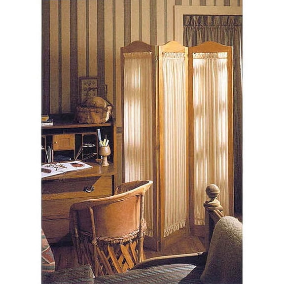 Homestyle Traditional Solid Wood Room Divider, 3-Panel Folding Privacy Screen with Fabric Inserts, 72 Inch Height