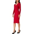 thumbnail image 4 of INSPIRE CHIC Women's Knitted Dress Long Sleeves Solid Color V Neck Buttons Slim Fitted Dress XS Wine Red, 4 of 6