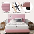 thumbnail image 6 of Einfach Twin Bed Frame, Platform Bed Frame with Panel Upholstered Velvet Headboard, Pink, 6 of 7