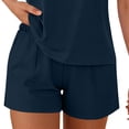thumbnail image 4 of 2 Piece Outfits for Women Short Sleeve V Neck T-Shirt Tops Loose Match Shorts Sets Summer Sweatsuits Loungewear, 4 of 6