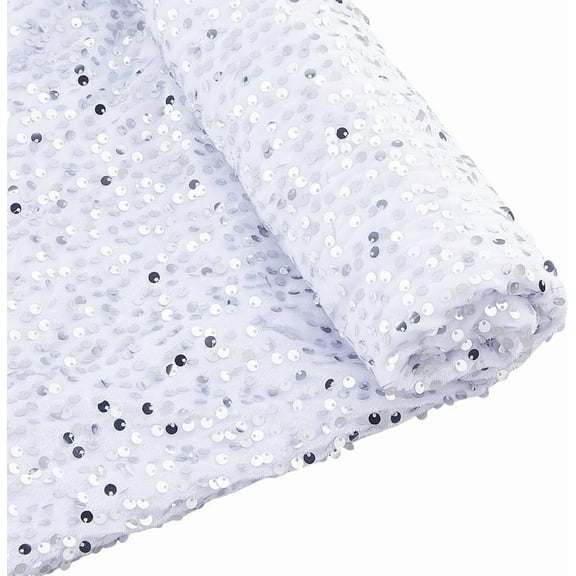 2 Yards x 1.68m Velvet White Sequin Fabric by The Yard Glitter Sequined Fabric Sequined Stretch Material Sequin Stretch Fabrics