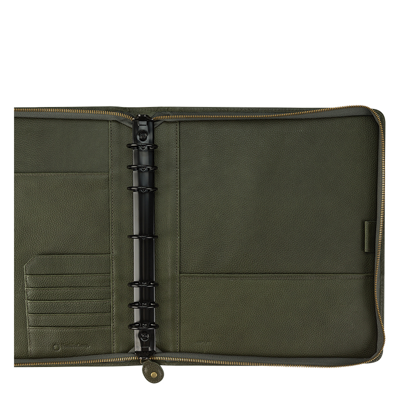 Olive FranklinCovey 68875 Monarch Tyler Leather Zipper Binder Planner