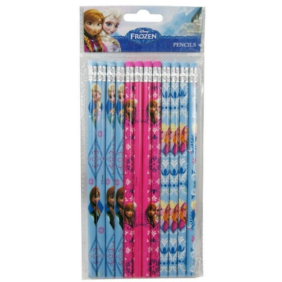 frozen - anna, elsa sky-blue/pink/blue-gray wooden pencils (12 pcs)
