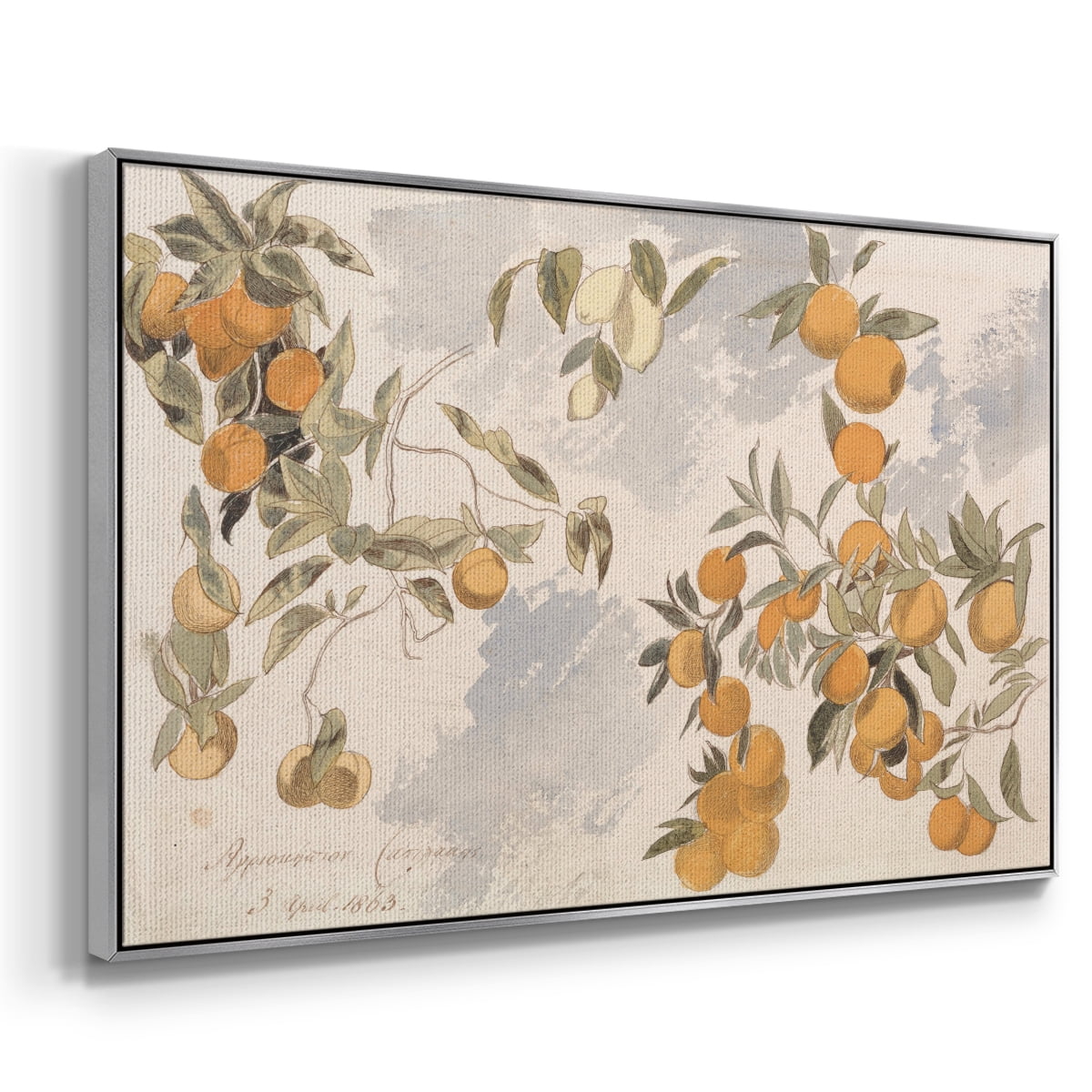 Vintage Botanical Print-IV By Wexford Home Framed in Silver Wood Gallery Wrapped Canvas 25 in. x 37 in.
