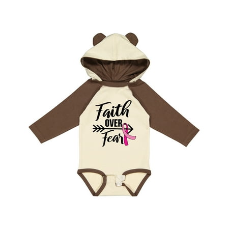 

Inktastic Breast Cancer Awareness Faith over Fear with Pink Ribbon and Arrow Gift Baby Girl Long Sleeve Bodysuit
