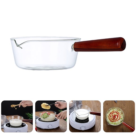 Sparsain 1pc Glass Saucepan Sauce Pan Cookware Milk Warmer Pot Cooking Tool