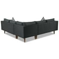 thumbnail image 5 of 4-Piece Outdoor Wicker L-Shaped Sofa Set, Patio Furniture with Gray Cushions, Black Rattan, Striped Pillows & Glass Coffee Table, for Backyard, Balcony, Poolside, 5 of 10