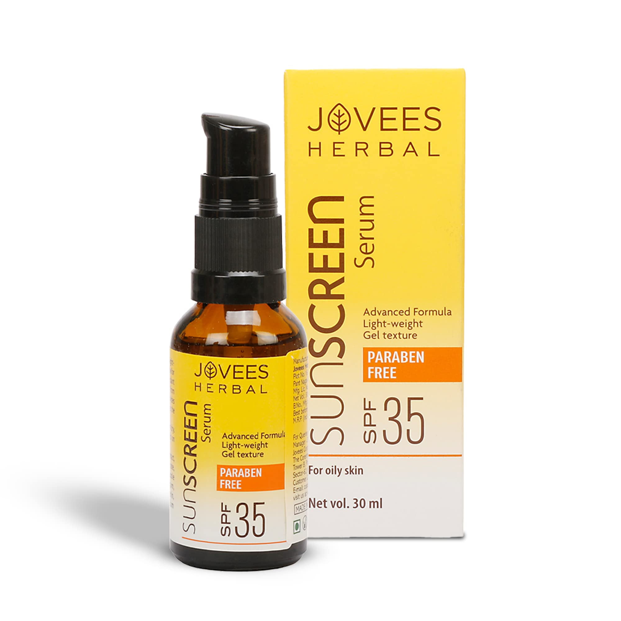 Jovees Sunscreen Face Serum SPF 35 with Aloe Vera, Carrot and Sunflower