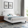 thumbnail image 2 of Platform Bed Frame, King Size, White, Velvet, Mid Century French Bedroom, Modern Contemporary Boutique HB35483, 2 of 12