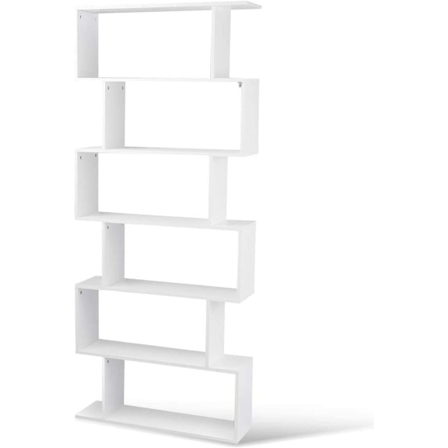 6 Shelf Bookcase, Modern SShaped ZShelf Style Bookshelf
