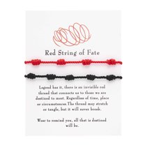 Fiaya Women Knotted Red Rope Bracelet, 1pc Lovers Paper Card Bracelet, Red String Bracelets, Adjustable Red Knot String Bracelet Amulet for Protection, Evil Eye and Good Luck (H)