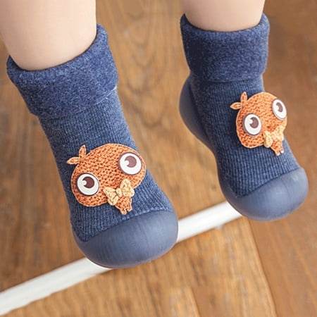 

〖TOTO〗Toddler Shoes Warm Stocking Girls Knit Socks Kids Rubber Soft Solid Sole Slipper Toddler Baby Boys Shoes Baby Shoes