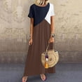 thumbnail image 2 of B91xZ Robe Midi d'Été 2024 pour Femmes Manches Courtes Col en V Robe de Soirée Courte Florale avec Poches, Marron TG, 2 of 5