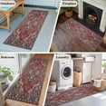 thumbnail image 6 of Boho Abstract Plant Washable Runner Rugs 2'x6', Vintage Red Blue Retro National Medieval Trible Low Pile Throw Entryway Rug Non-Slip Sturdy Edge Binding Carpet for Indoor Bedside Entrance Bedside, 6 of 9