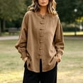 thumbnail image 6 of Vetsdori Womens Square Neck Button up Shirts Long Sleeve Cotton Linen Solid Color Casual, 6 of 8