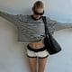 thumbnail image 4 of Long Sleeve Striped Tshirt Loose Fit Round Neck Contrast Color Polyester Top Summer Casual Street Fashion S M L, 4 of 4