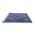 thumbnail image 2 of Ahgly Company Machine Washable Indoor Round Medallion Blue Traditional Area Rugs, 4' Round, 2 of 4