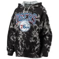 thumbnail image 2 of Women's Majestic Threads Black Philadelphia 76ers Burble Tie-Dye Tri-Blend Pullover Hoodie, 2 of 3
