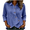 thumbnail image 2 of Ynynloco 100%Cotton Shirts for Women Button Down 3/4 Sleeve Tops Casual Loose Blouses Collared Vacation Outfits, 2 of 6
