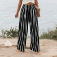 thumbnail image 5 of Jamsmile Women Pants Buttons Summer Stripe Print Casual Beach Pants Trousers High Waisted Wide Leg Pants With Pockets, 5 of 9
