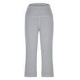 thumbnail image 6 of Capri Pants for Women High Waist Cropped Yoga Pants Straight Leg Athletic Workout Leggings with Pockets Light Gray M, 6 of 6