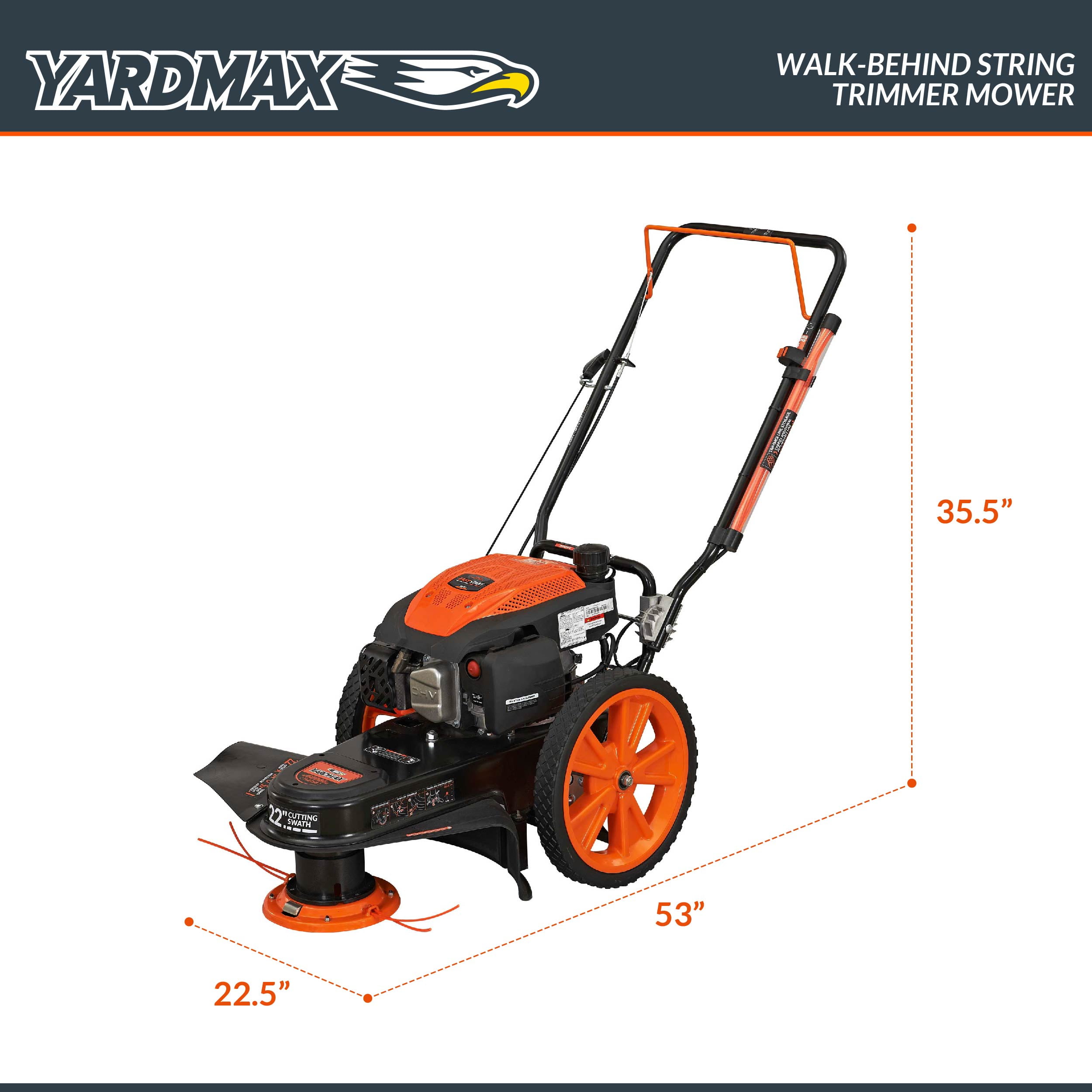 YARDMAX 22 in. 170cc Gas Walk Behind  String Trimmer Mower