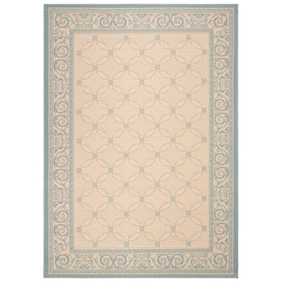 Safavieh Courtyard Cameron Geometric Indoor/Outdoor Area Rug, Cream/Aqua, 4' x 5'7"