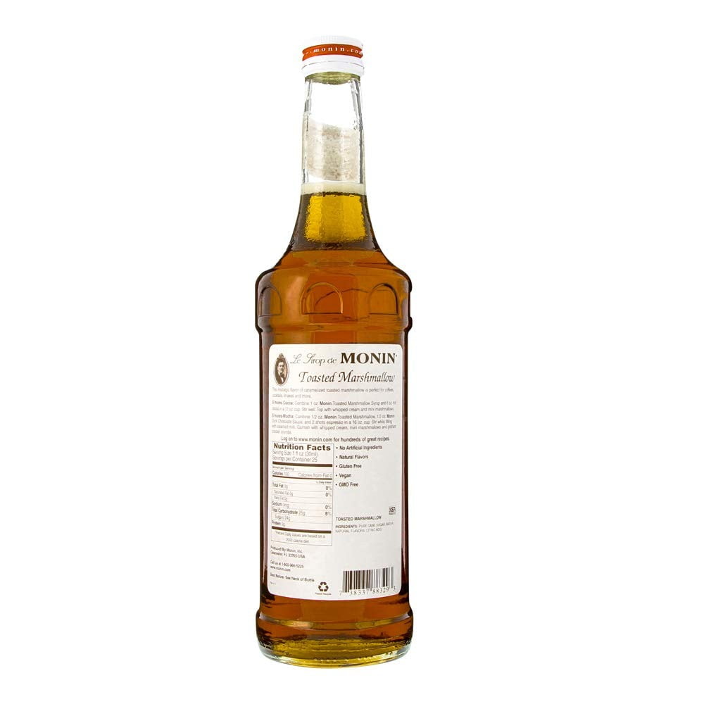 Monin - Toasted Marshmallow Syrup, Flavor of Campfire Treats, Natural Flavors, Great for Mochas, Shakes, Cocoas and Cocktails, Non-GMO, Gluten-Free (750 ml, 25.4 fl.oz)