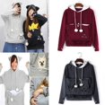 thumbnail image 4 of Mewgaroo - Sudadera con capucha para amantes de los gatos, para mujer, informal, con capucha, con diseño de canguro y gato, para mujer, con bolsa, talla grande, 4 of 5